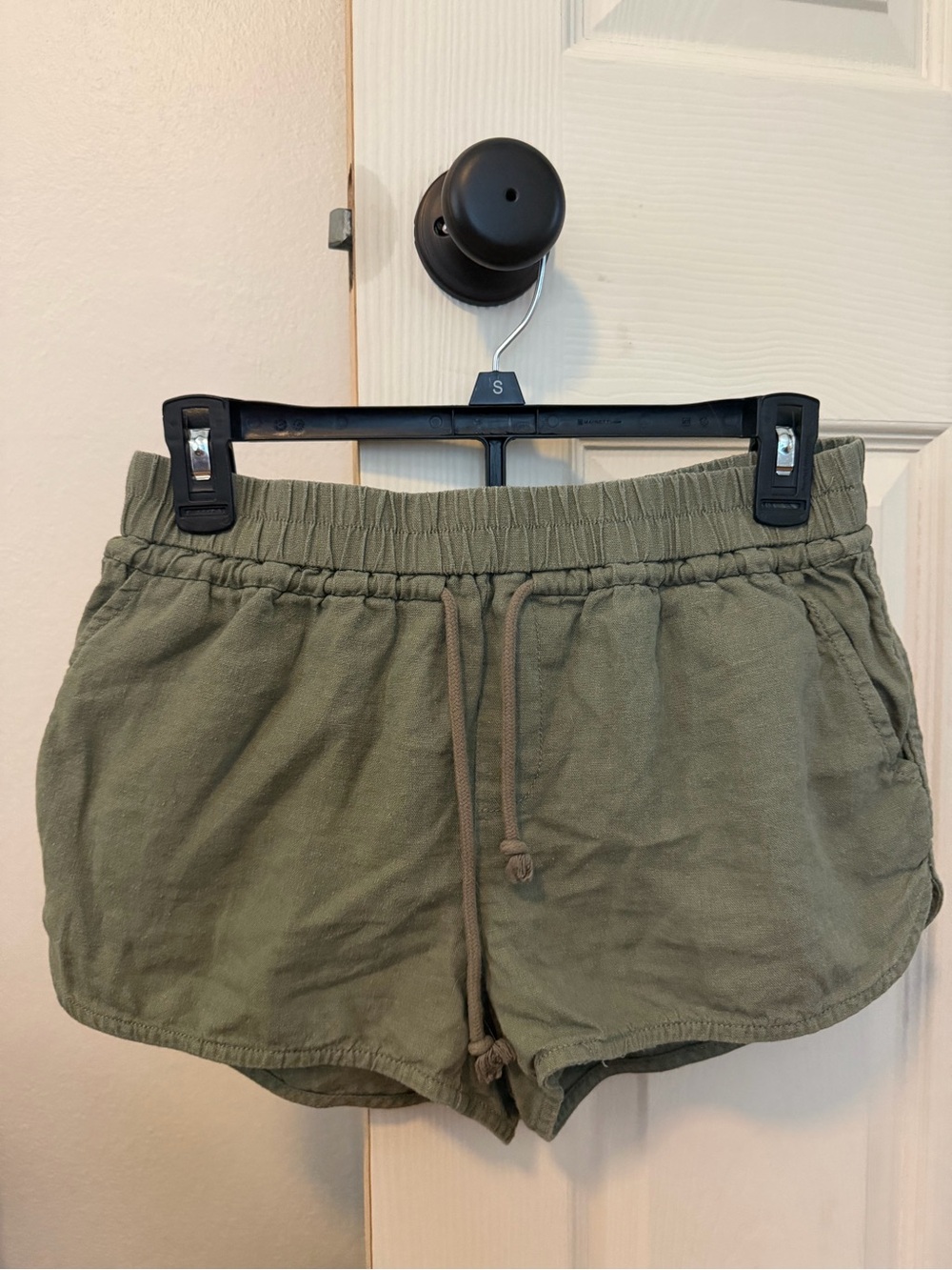 Women's Olive Drawstring Lounge Shorts